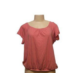 DKNY Jeans Womens Shirt Scoop Neck Size S Peach Cotton skuB